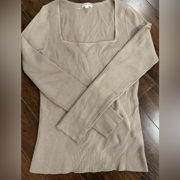 Beige Ribbed Crew Neck Sweater - Picture 1 of 3